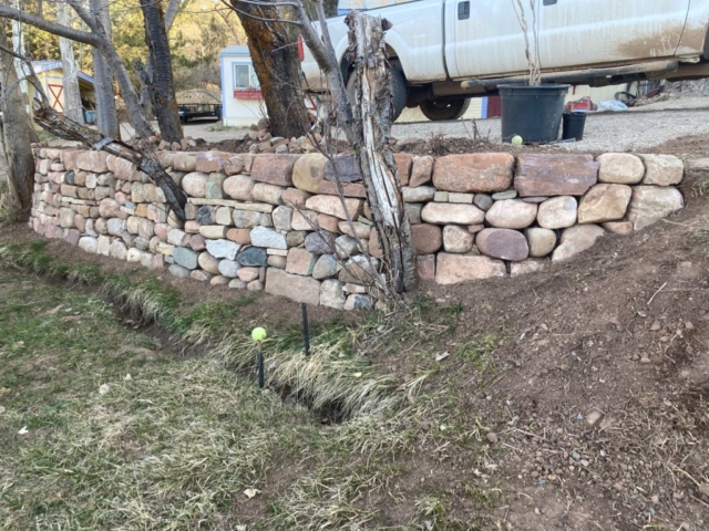 Traditional dry stone retaining wall