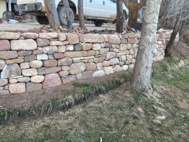Traditional dry stone retaining wall